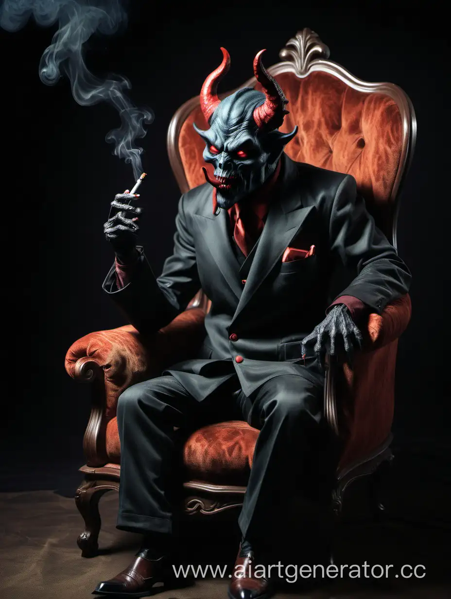 Demon-Relaxing-in-Armchair-with-Smoking-Pipe