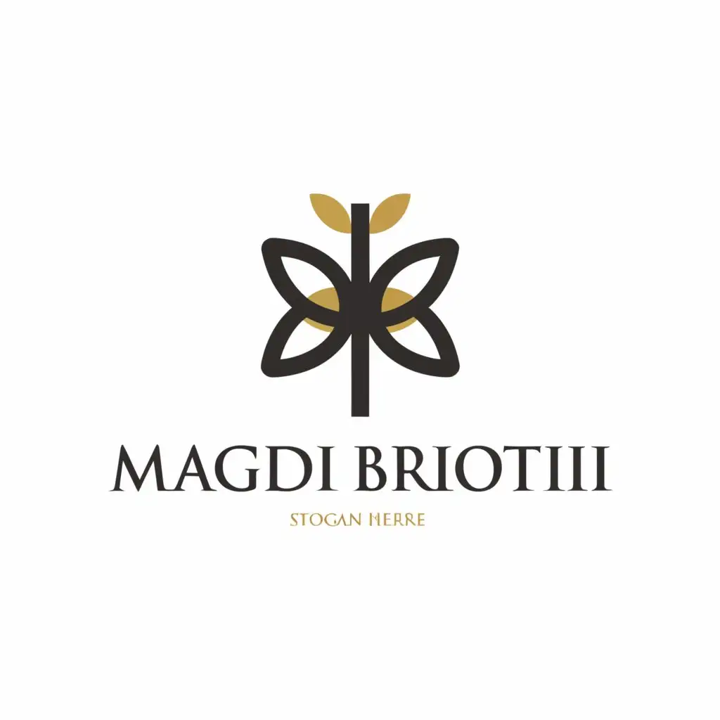 a logo design,with the text "MAGDI BRIOTII", main symbol:FLOWER,Moderate,clear background