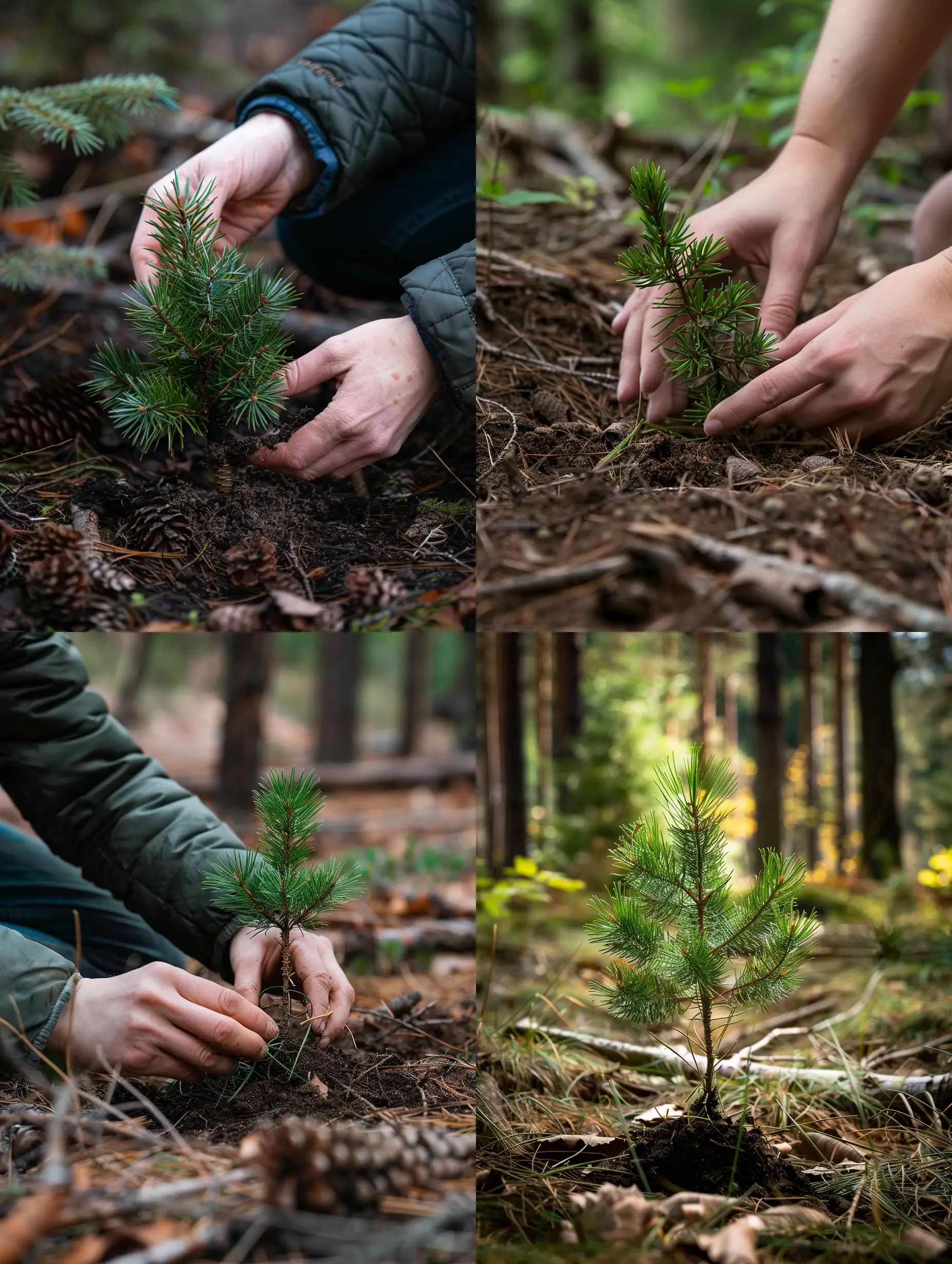 Planting-a-Small-Pine-Tree-in-the-Forest