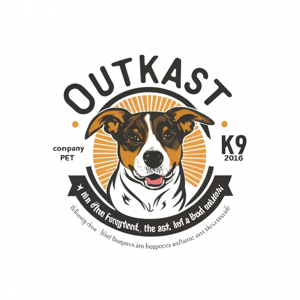logo, a logo for a pet company named "OUTKAST K9"
My mission statement is 'Helping the forgotten, the lost, the left behind and the misunderstood find their happiness, balance and identity in this world', with the text "dog", typography