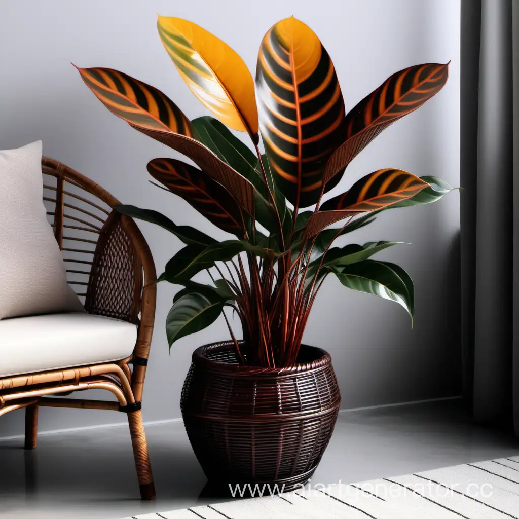 Rattan-Flowerpot-with-Croton-Plant-Elegant-Decorative-Accent