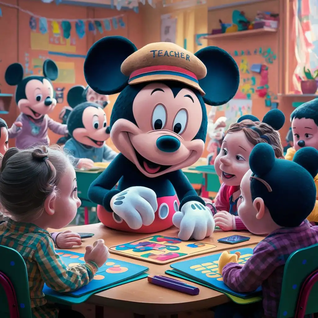 Inclusive-Playtime-Autistic-Child-Engaging-with-Mickey-Mouse-Themed-Learning-Activity