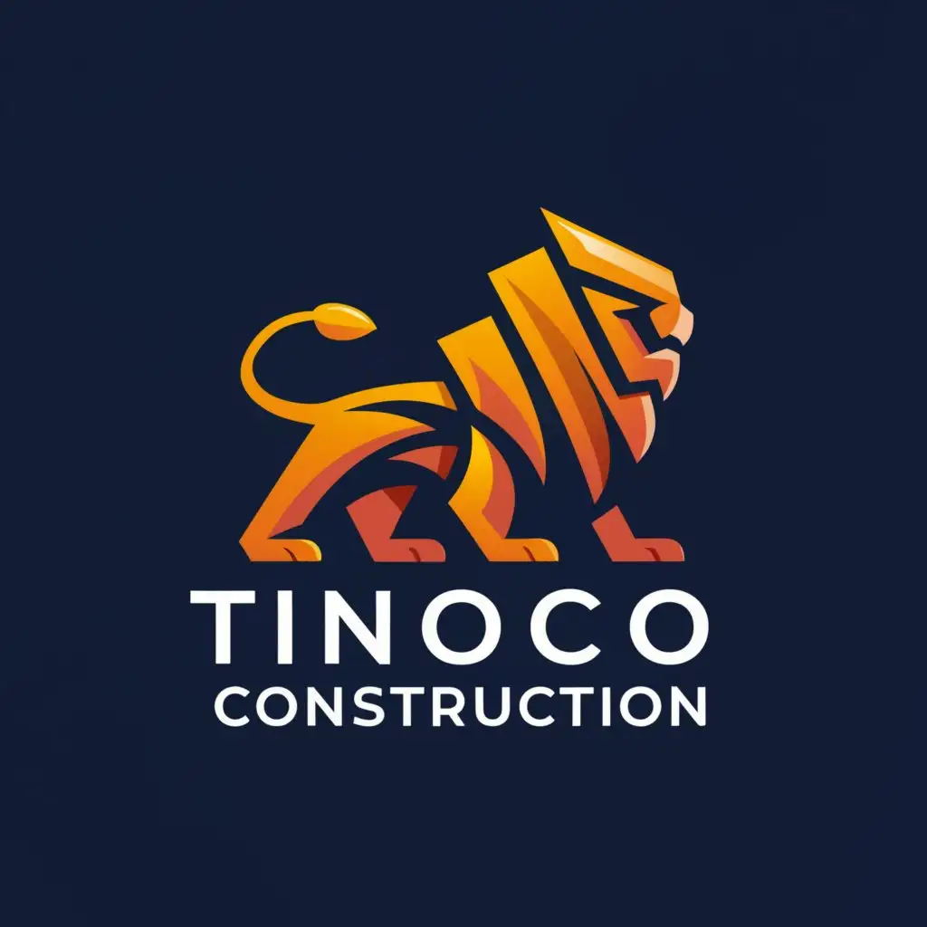 LOGO-Design-for-Tinoco-Construction-Majestic-Lion-and-Structural-Elements-in-Trustworthy-Tones