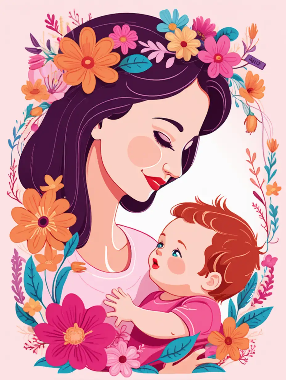 Vibrant Mothers Day Celebration Illustration