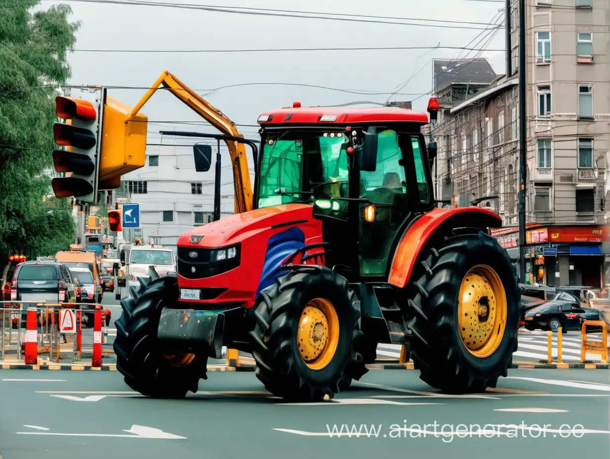 Powerful-Tractor-Toppling-Traffic-Light-in-Spectacular-Display