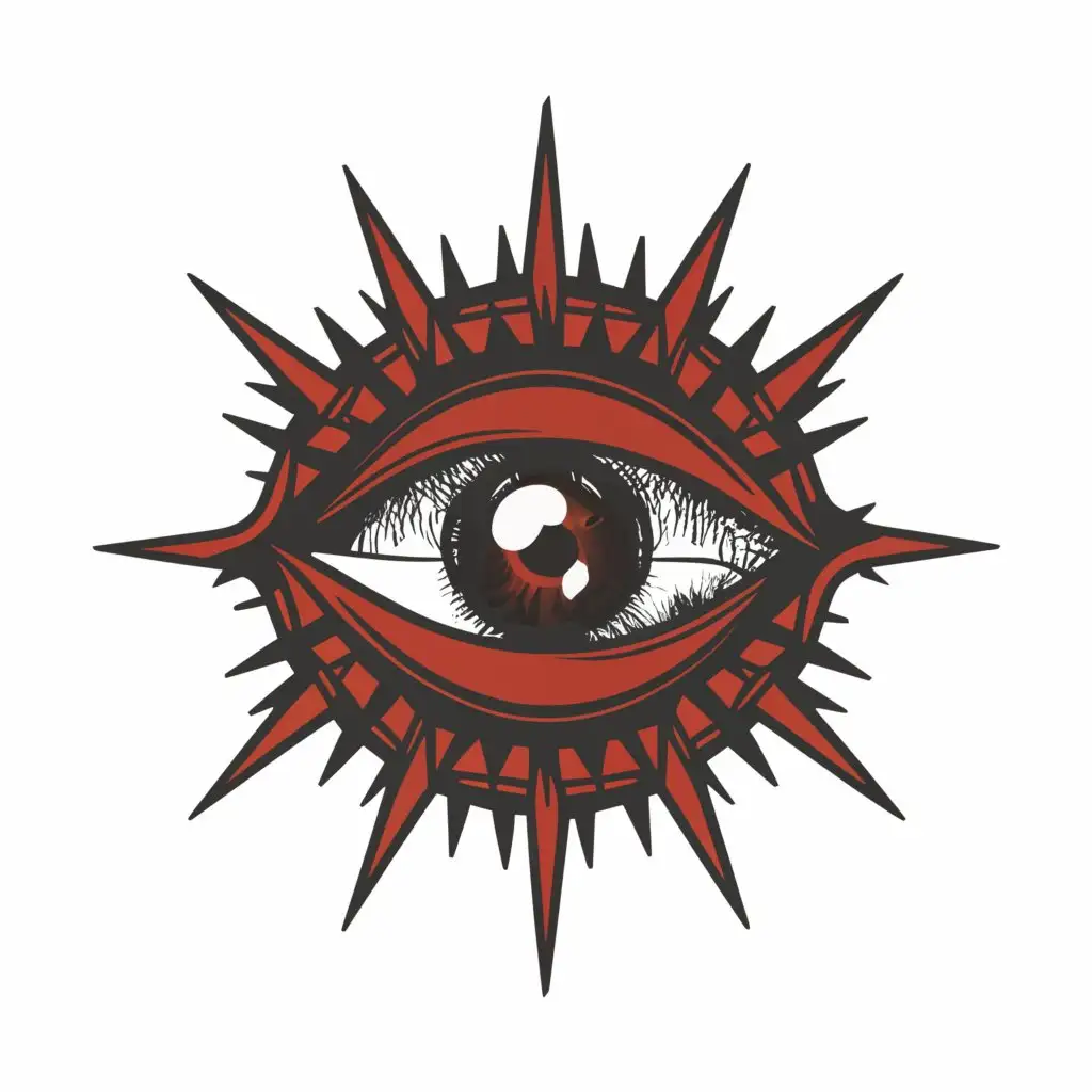 a logo design,with the text "Endure Eyes", main symbol:a eye, pain, blood, suffer, dark colours,Moderate,be used in Technology industry,clear background