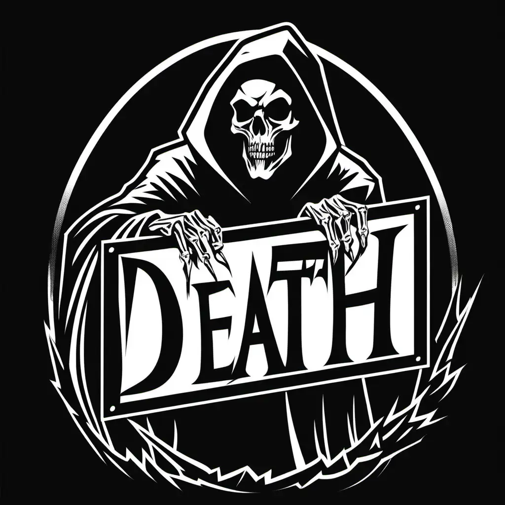 Grim Reaper Stencil Art Death Grip Logo in Jim Phillips Style