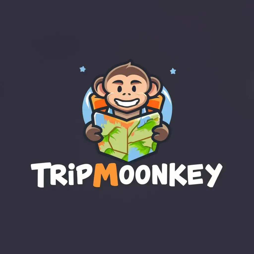LOGO-Design-for-TripMonkey-Playful-Monkey-Mascot-with-a-Sense-of-Adventure-and-Tropical-Elements-on-a-Clear-Background