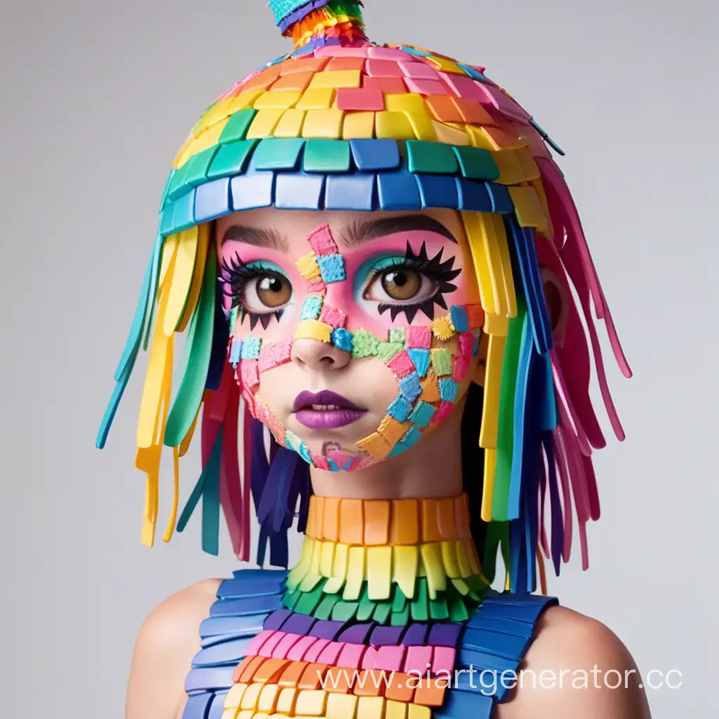 Rainbow-LatexClad-Pinata-Girl-with-Rubber-Sticker-Embellishments