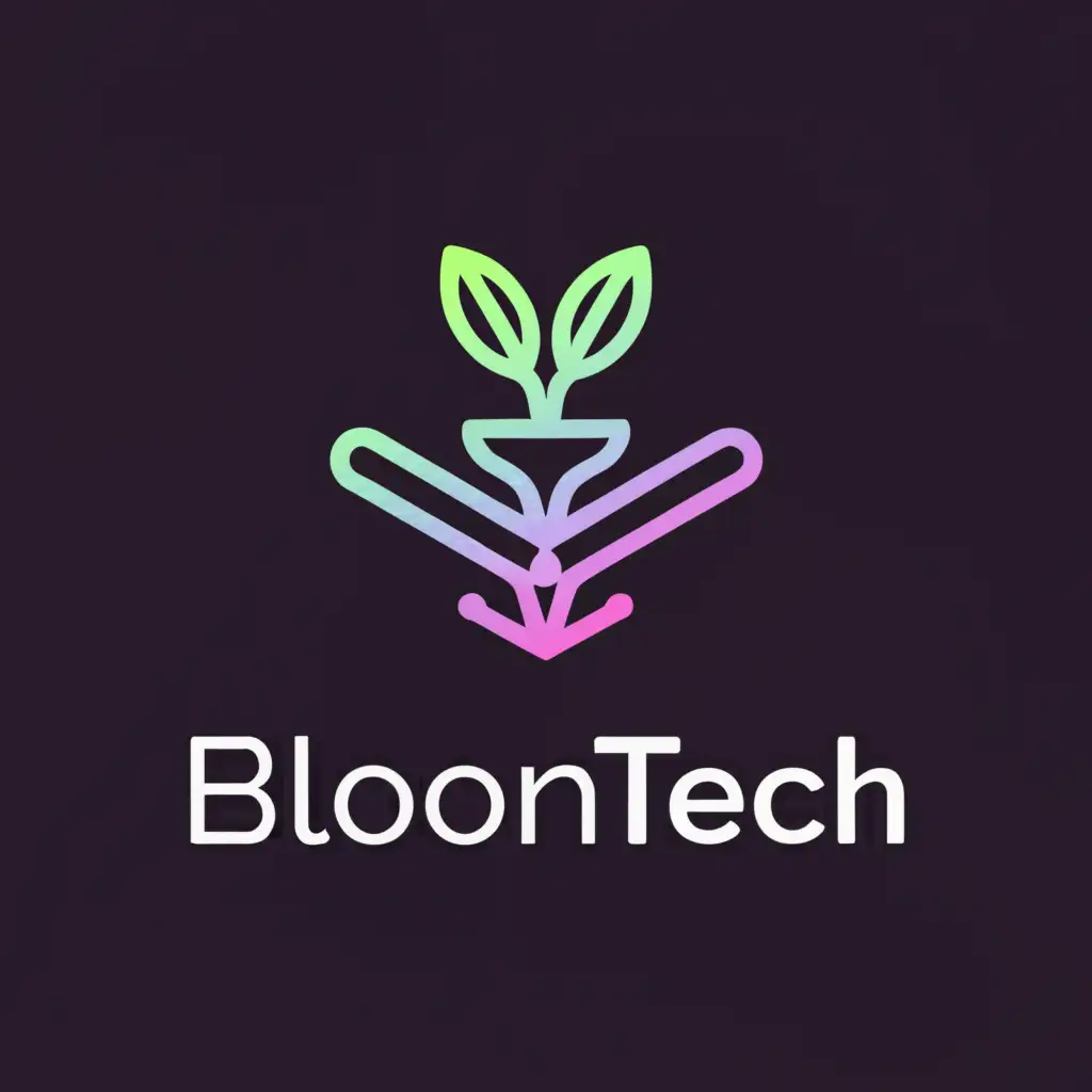 a logo design,with the text "BloomTech", main symbol:PLASMAbeam flaring into the shape of a SPROUT,Moderate,be used in Technology industry,clear background