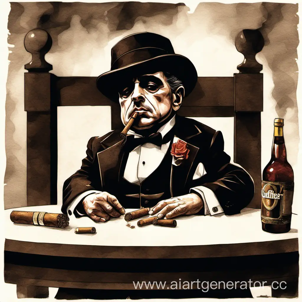 Dwarf-Godfather-Smoking-Cigar-at-Table