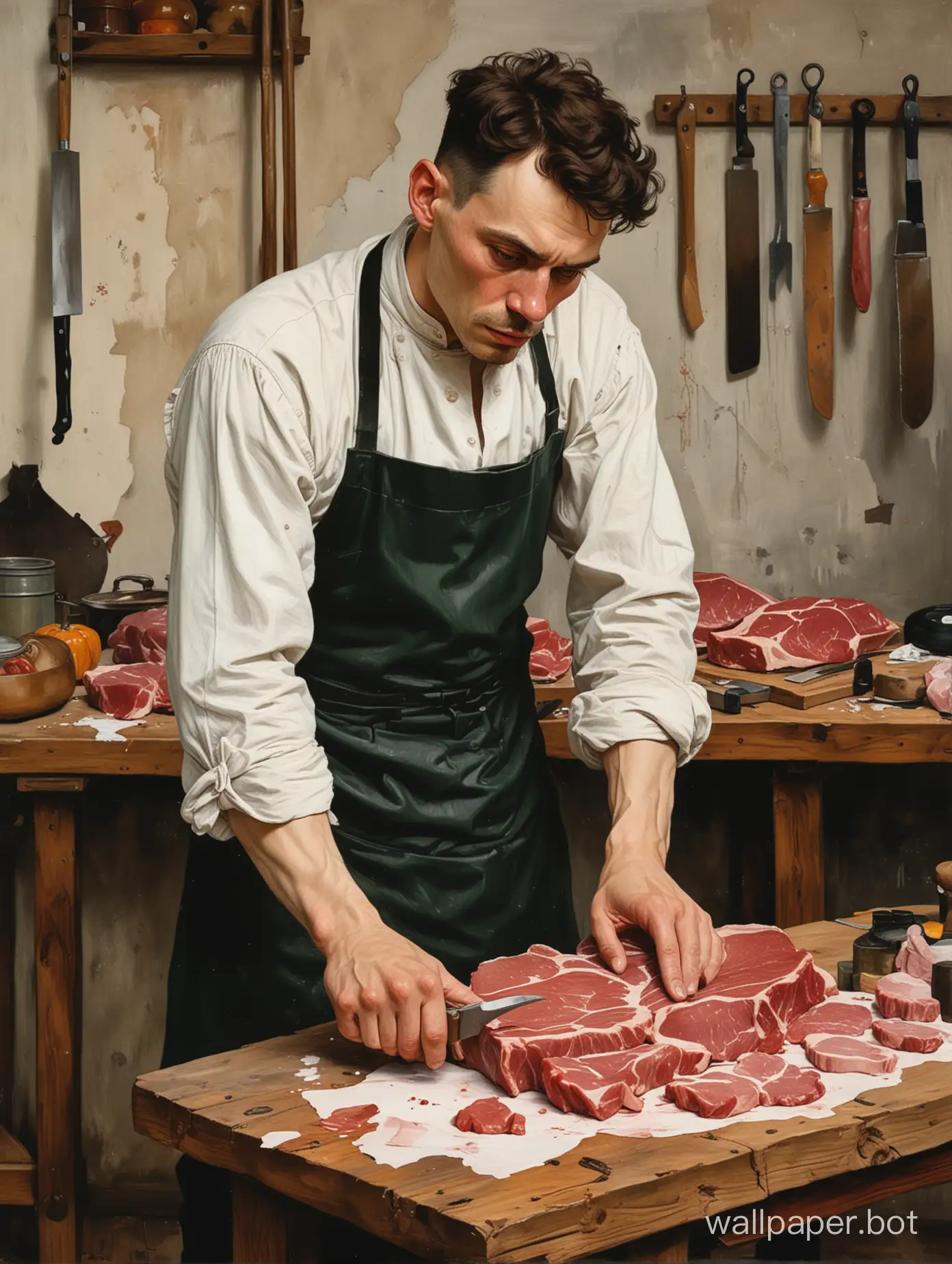 Butcher-in-Workshop-Artful-Slice-of-Daily-Life