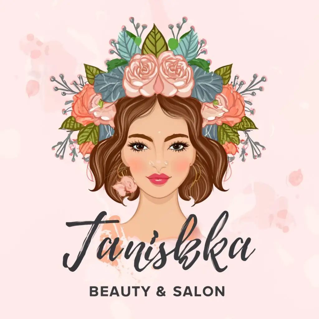 LOGO-Design-For-Tanishka-Beauty-Salon-Elegant-Makeup-and-Haircut-with-Floral-Typography