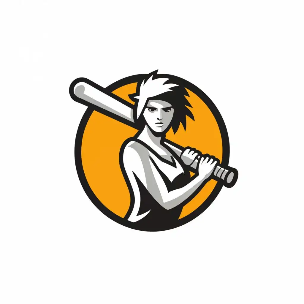 LOGO-Design-for-Home-Family-Defense-Fiery-Female-with-Bat-Symbol-on-Transparent-Background