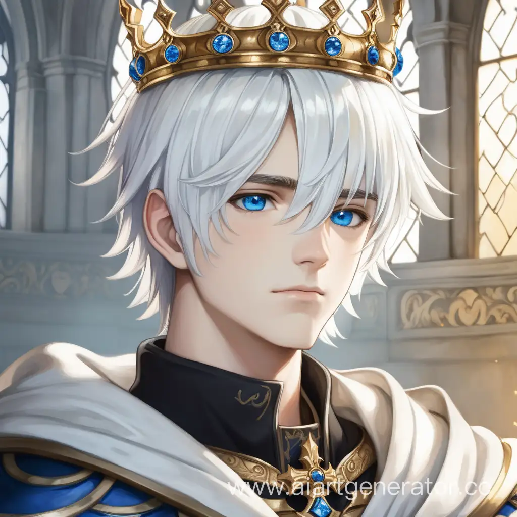 Teenage-King-with-White-Hair-and-BlueEyed-Crowned-Royalty