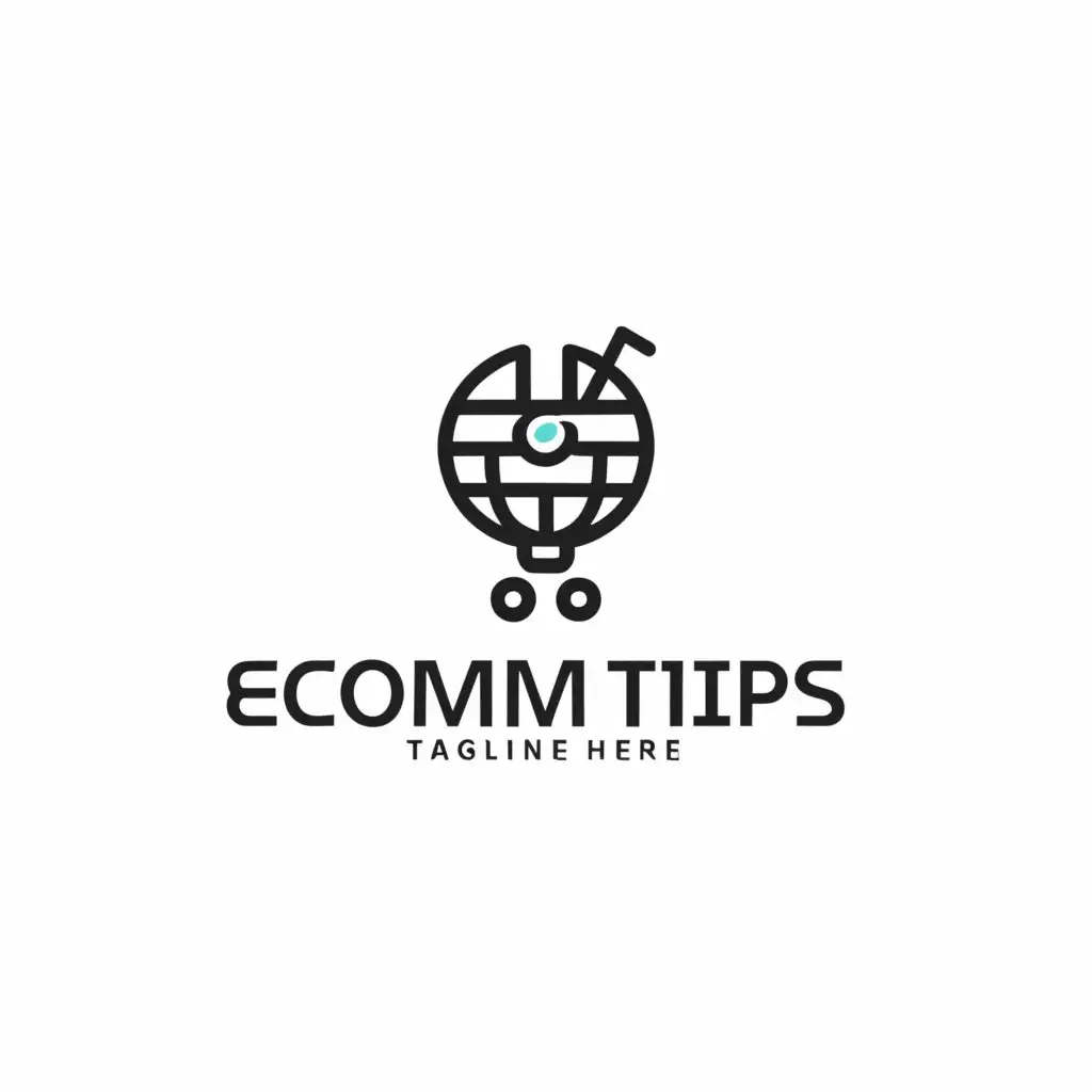 a logo design,with the text "Ecomm Tips", main symbol:Ecommerce,Minimalistic,clear background