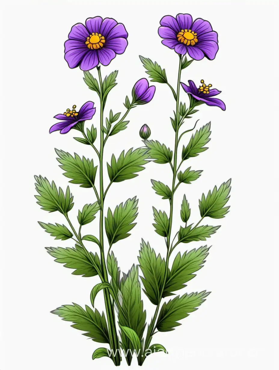 Elegant-Cluster-of-Purple-Wildflowers-Botanical-Line-Art-in-4K