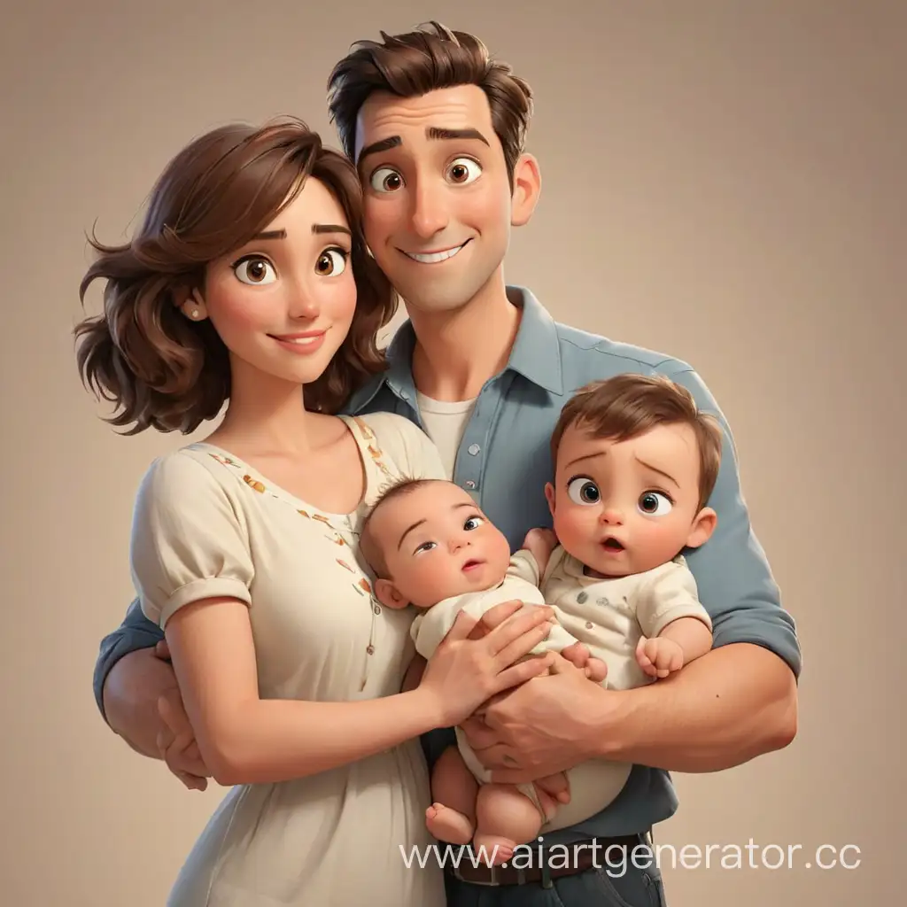 Happy-Cartoon-Family-Holding-Their-Child