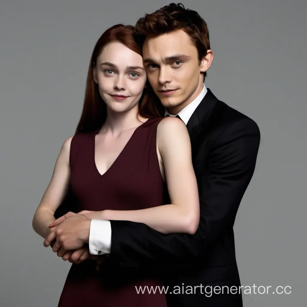 Romantic-Embrace-FairSkinned-Girl-in-Burgundy-Dress-Hugs-Harry-Osborn-Lookalike