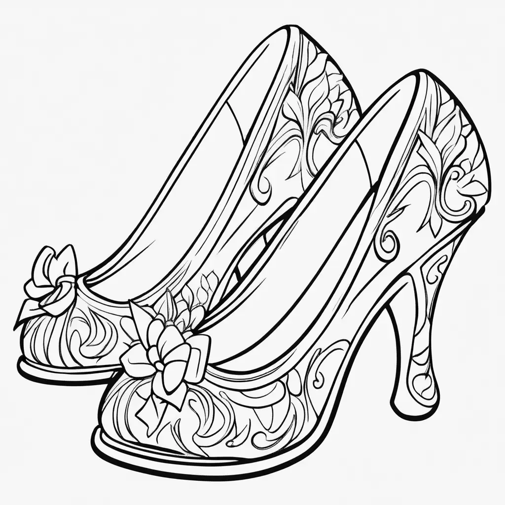 coloring page princess's shoes simple

