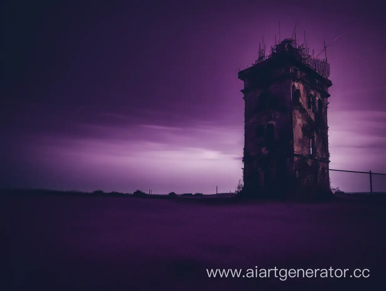 заброшенная башня в темно-фиолетовых тонах