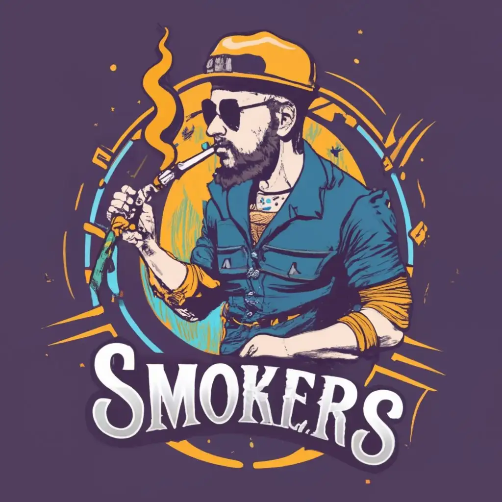 logo, Hookah, with the text "Smokers", mad Max style, metal, sexy, erotic