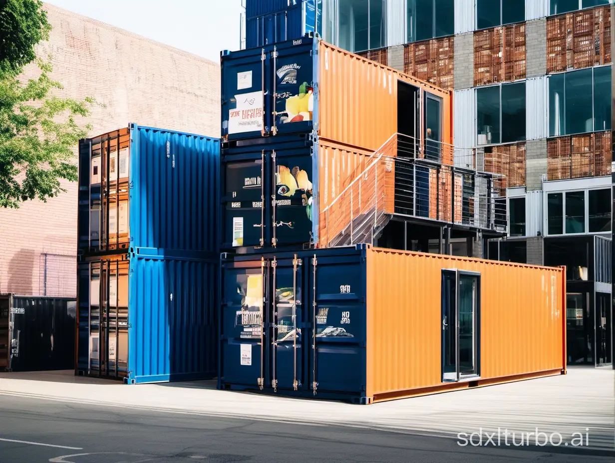 Vibrant-Urban-Scene-Shipping-Container-Shops-on-a-Bustling-Commercial-Street