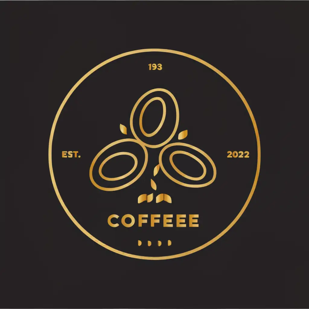 a logo design,with the text "3 golden coffee beans on black circle background", main symbol:3 golden coffee beans on black circle background,Moderate,clear background