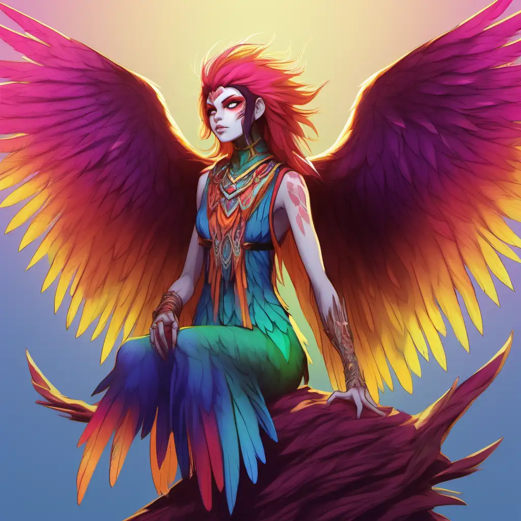 Female harpy brightly colored