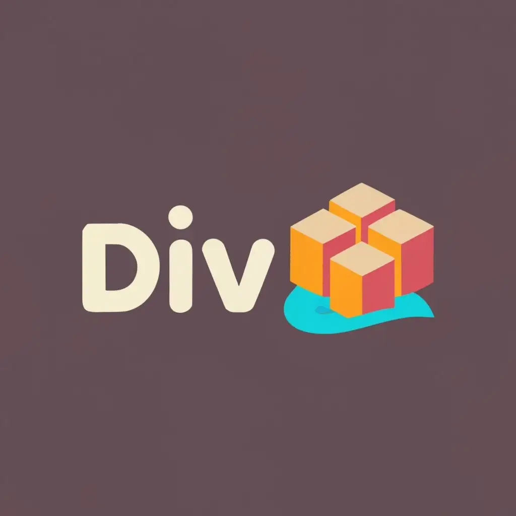 logo, stack of blocks surfing on a wave, illustrating the expression "surfing on the web"., with the text "divdiv", typography, be used in Internet industry