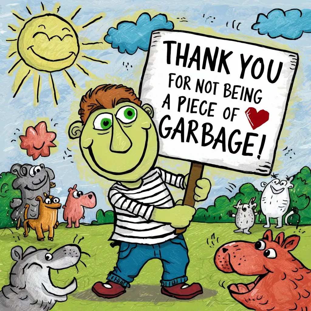 Thank you for not being a piece of garbage!