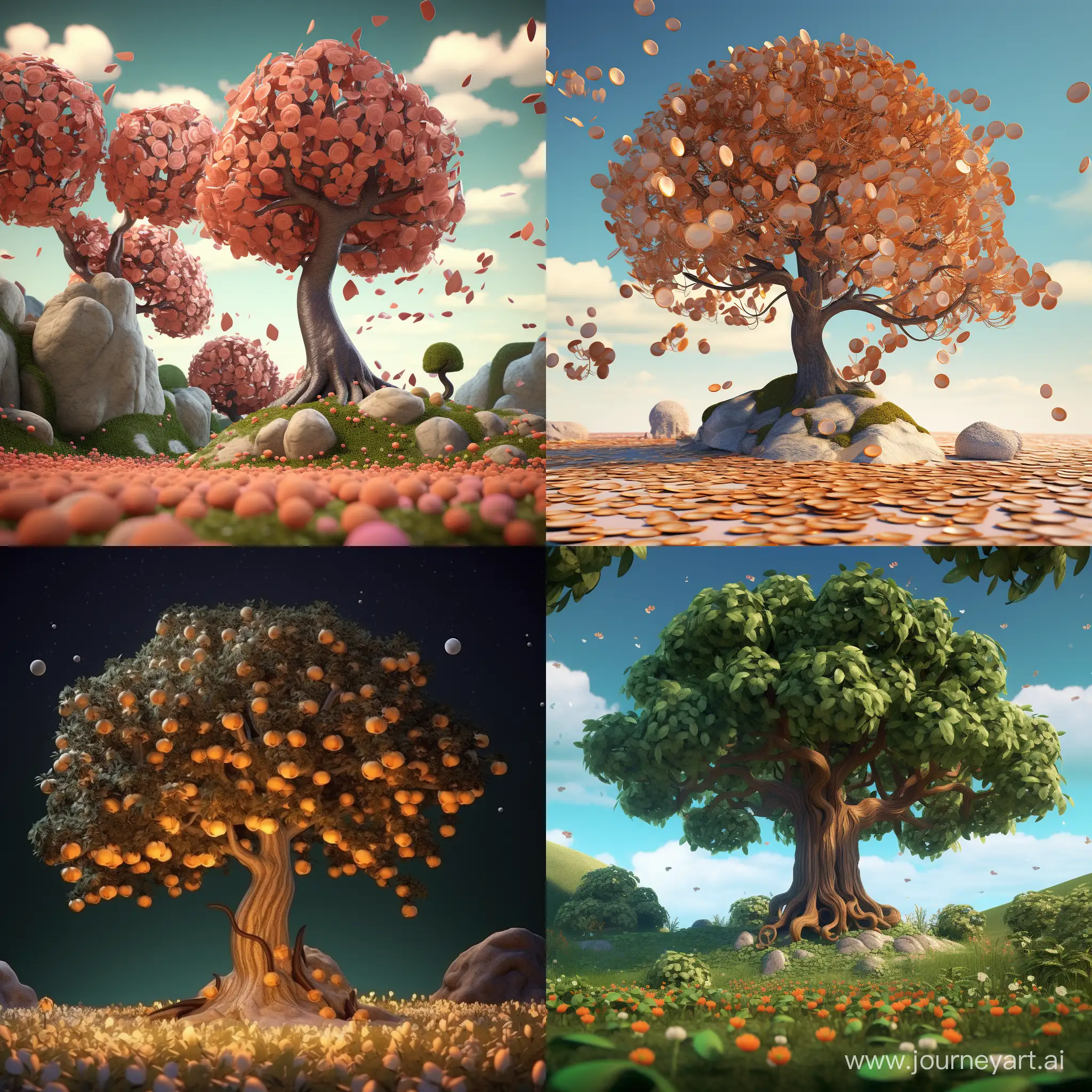 A tree with nuts. 3D animation 