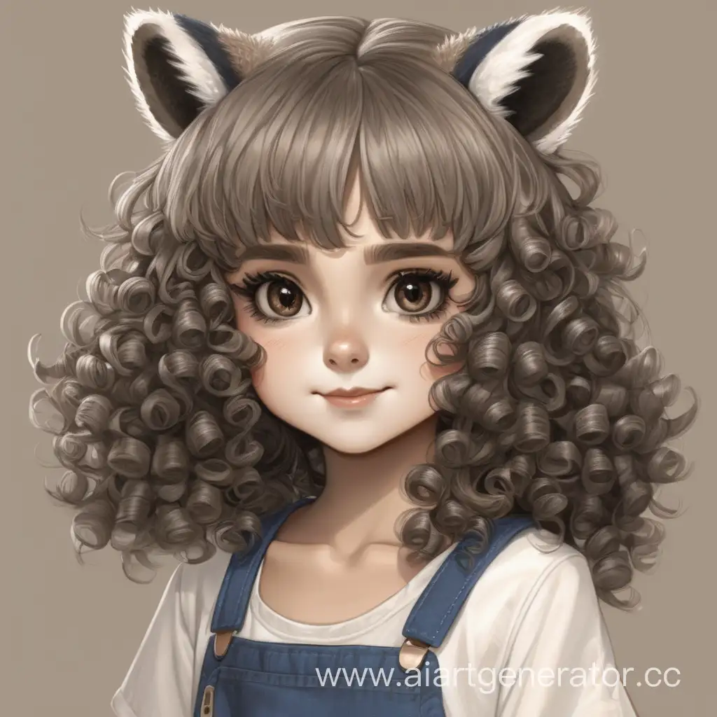 raccoon girl curly medium hair