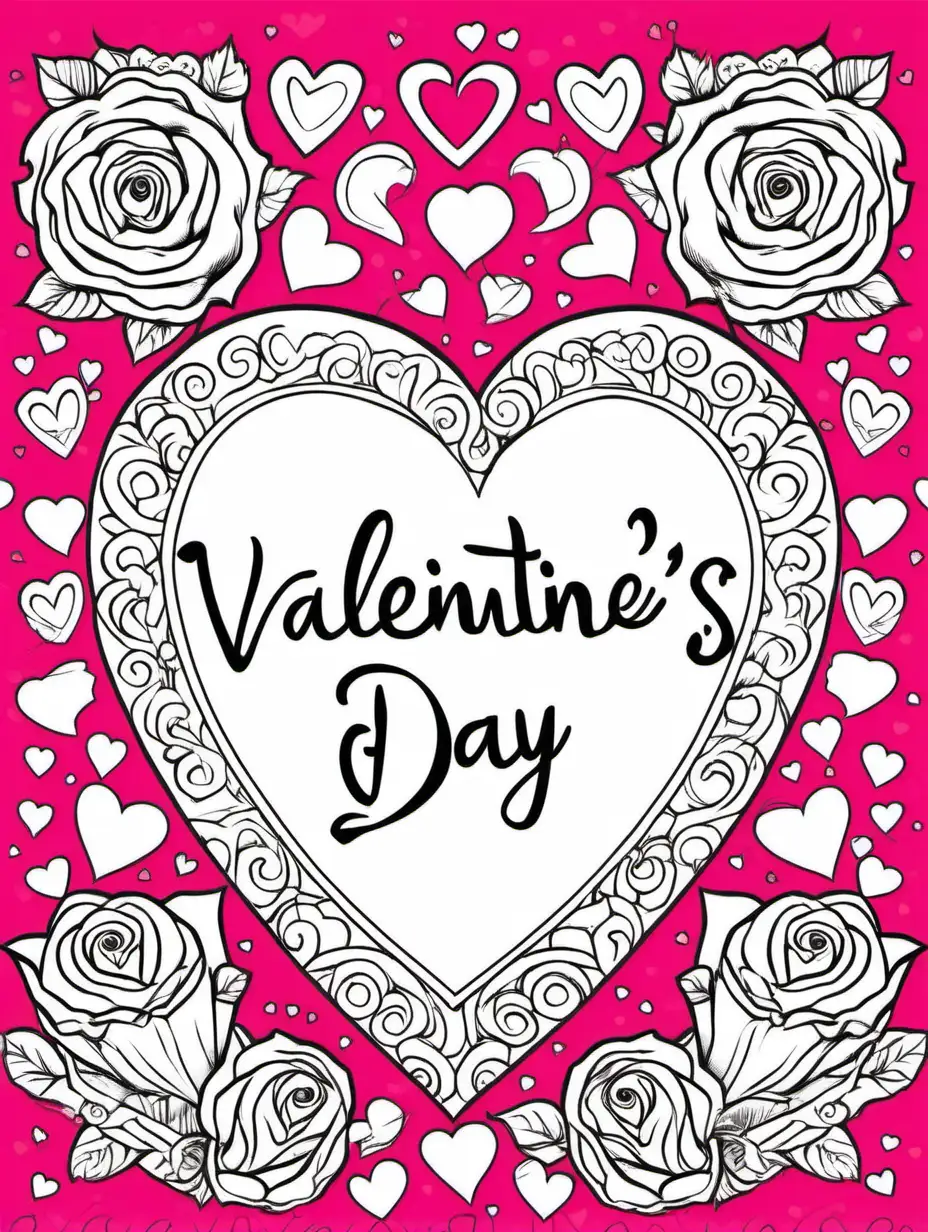 Vibrant Valentines Day Coloring Book Cover with Heartfelt Designs