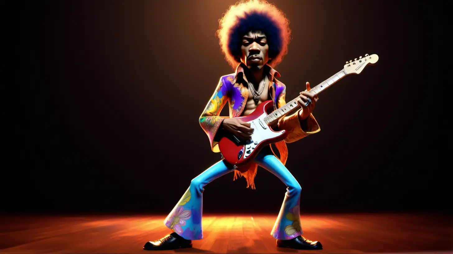 look alike Jimi Hendrix dancing full body pixar style