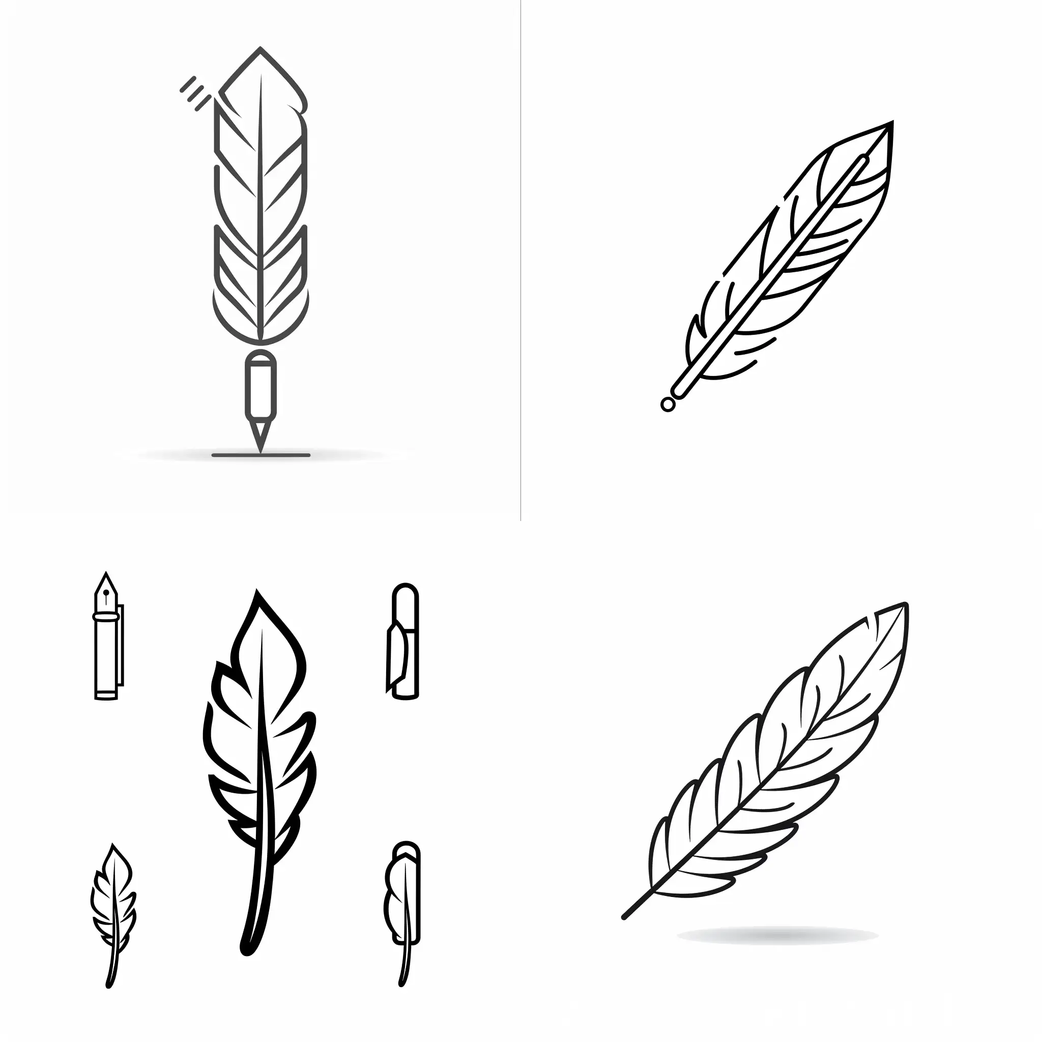 логотип и значек перьевой ручка в контурном стиле