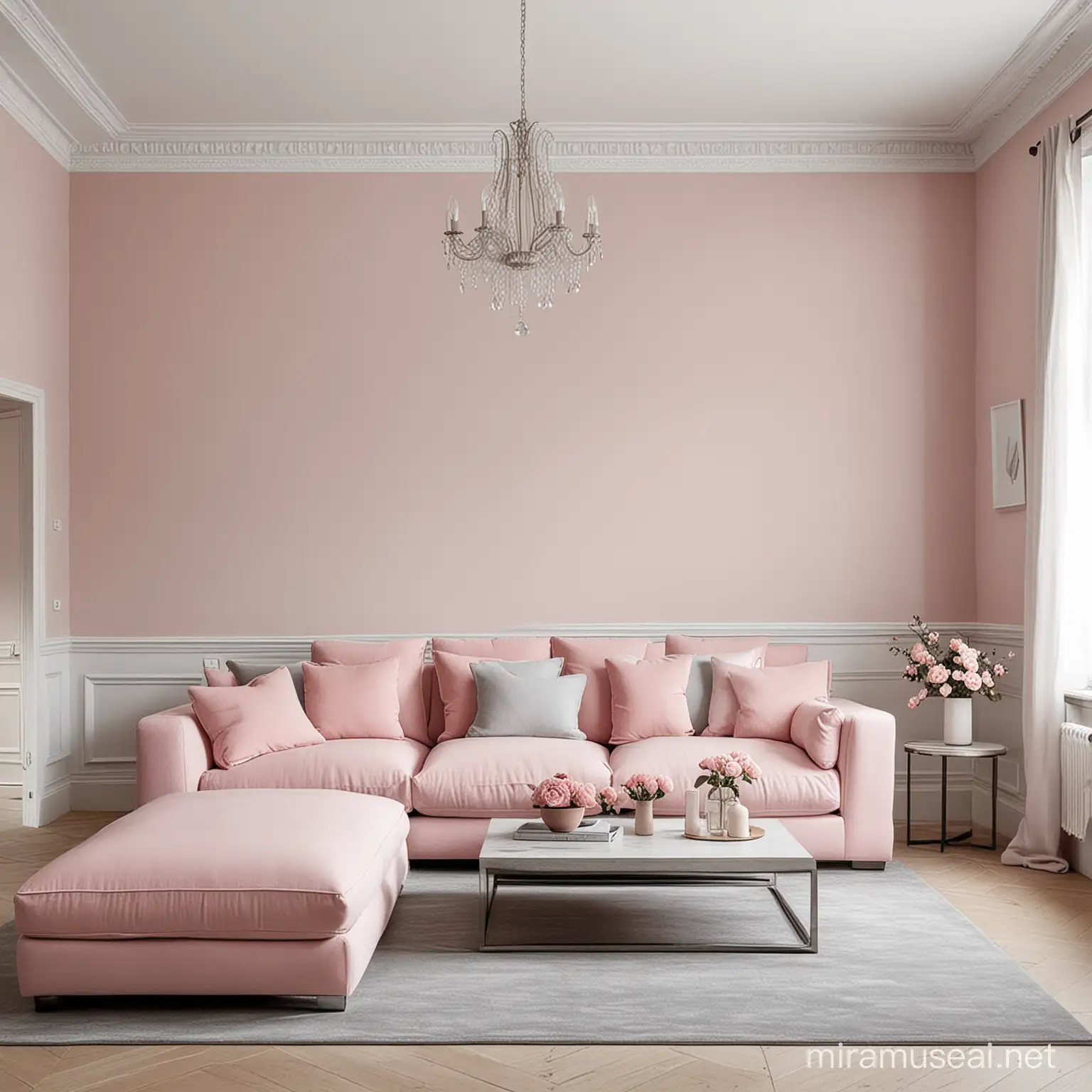Cozy Interior with Soft Pink and Light Gray Dcor