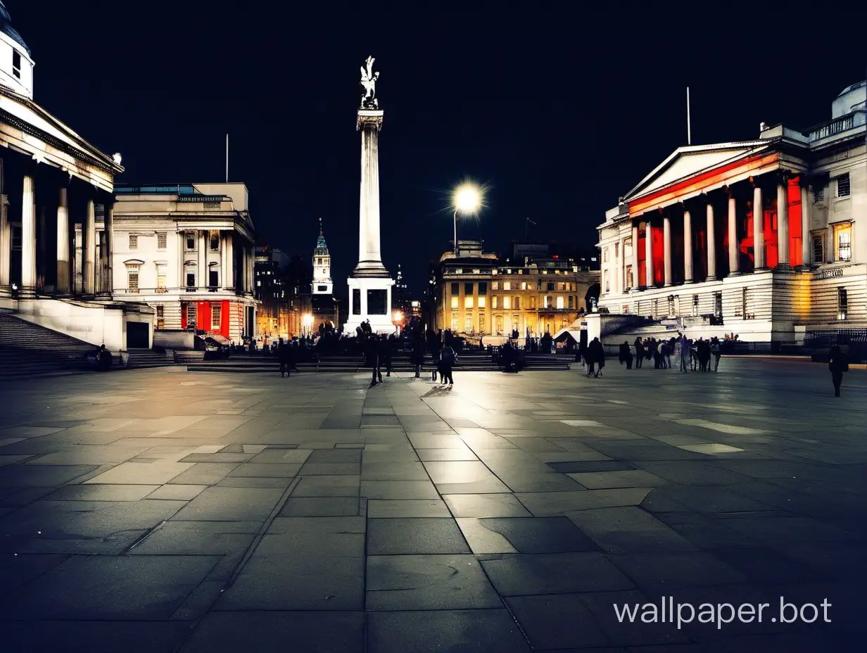 trafalgar square london, night, city lights, bright, no people