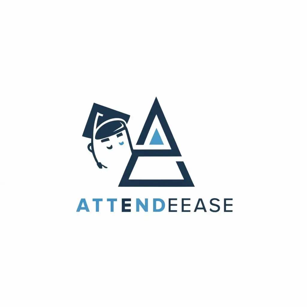 a logo design,with the text "AttendEase", main symbol:word A with blue color,Moderate,be used in Education industry,clear background