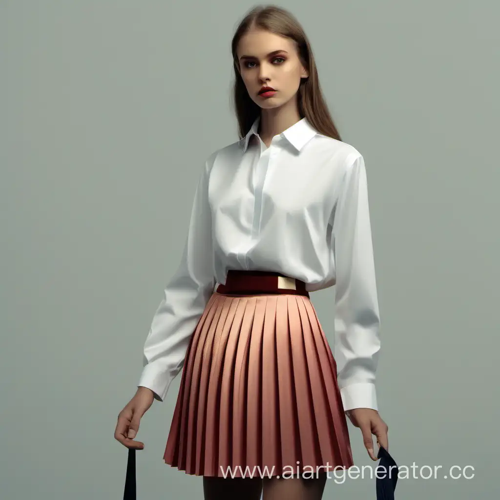 Athletic-Elegance-Girl-in-OlympicInspired-Blouse-and-Pleated-Skirt