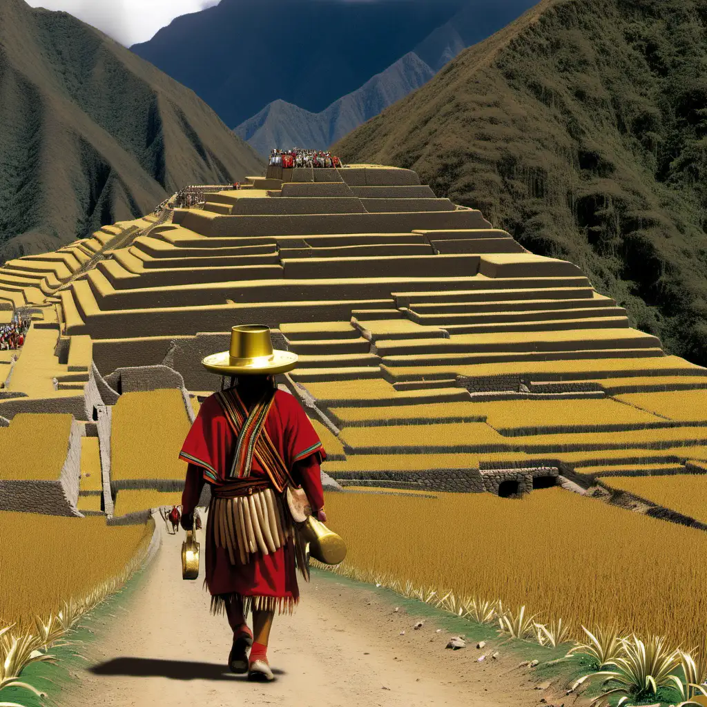 Inca Dressed in Gold Heading to Work in the Fields