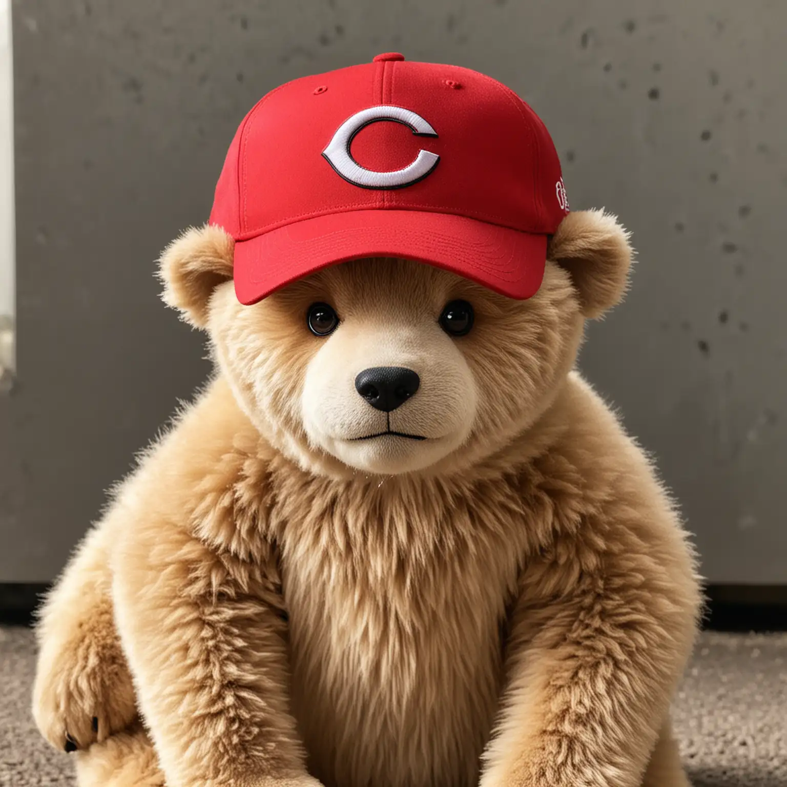Bear Wearing Cincinnati Reds Ball Cap