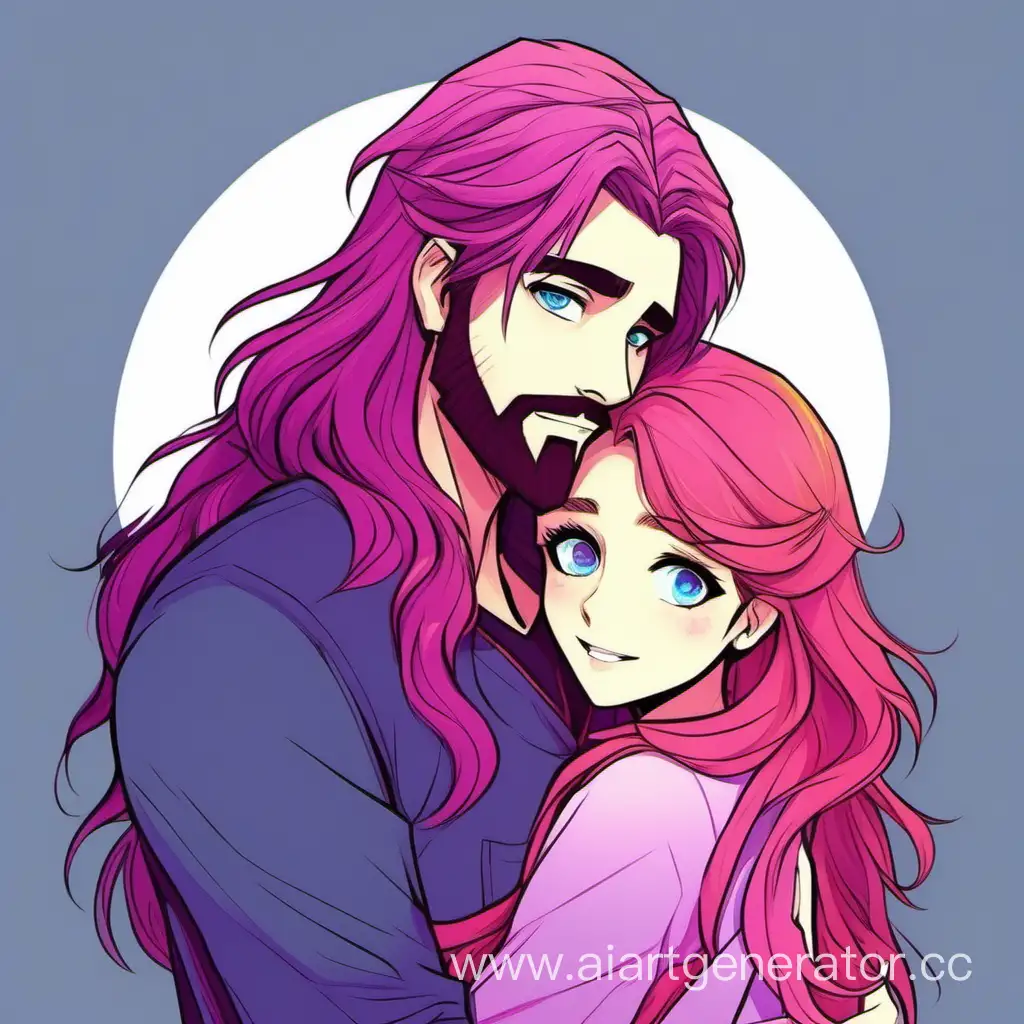 Affectionate-Embrace-of-PinkHaired-Girl-and-RedBearded-Guy
