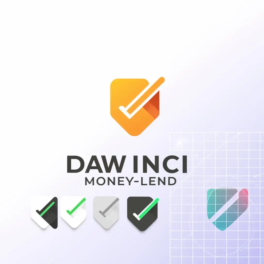 a logo design,with the text "DAVINCIE MONEY-LEND", main symbol:Checkmark,Moderate,be used in Finance industry,clear background