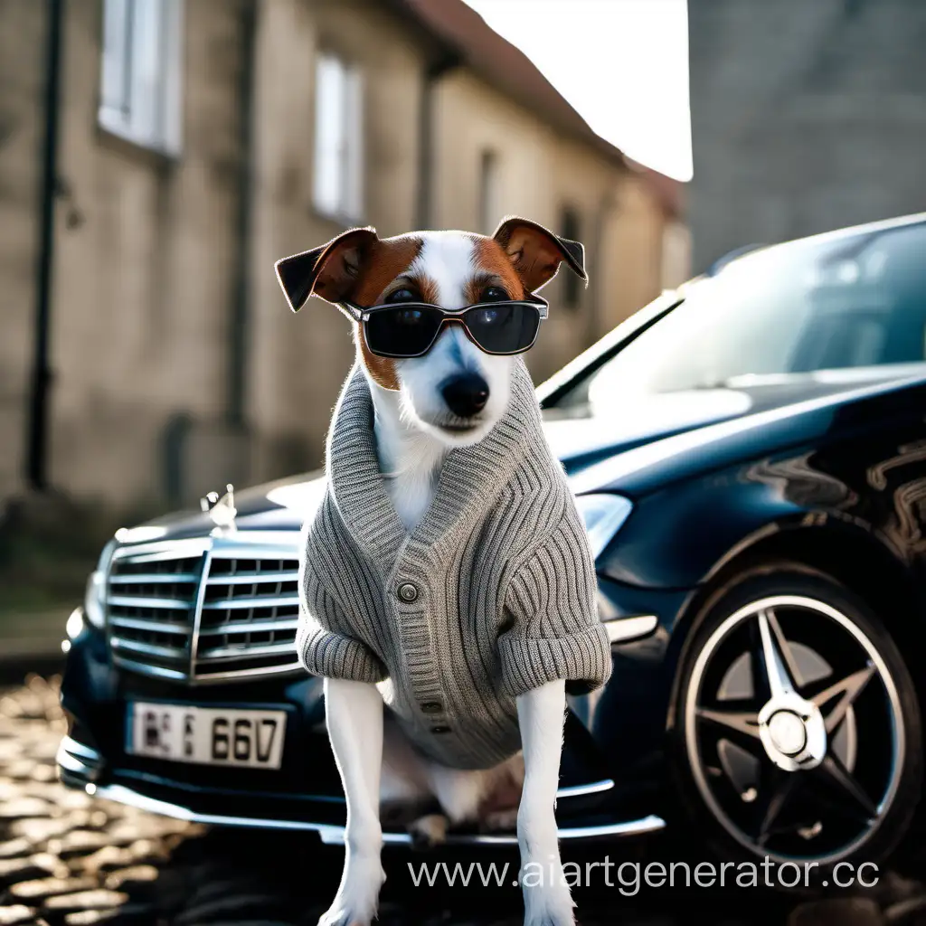 Smartly-Dressed-Jack-Russell-Poses-with-Mercedes-e600