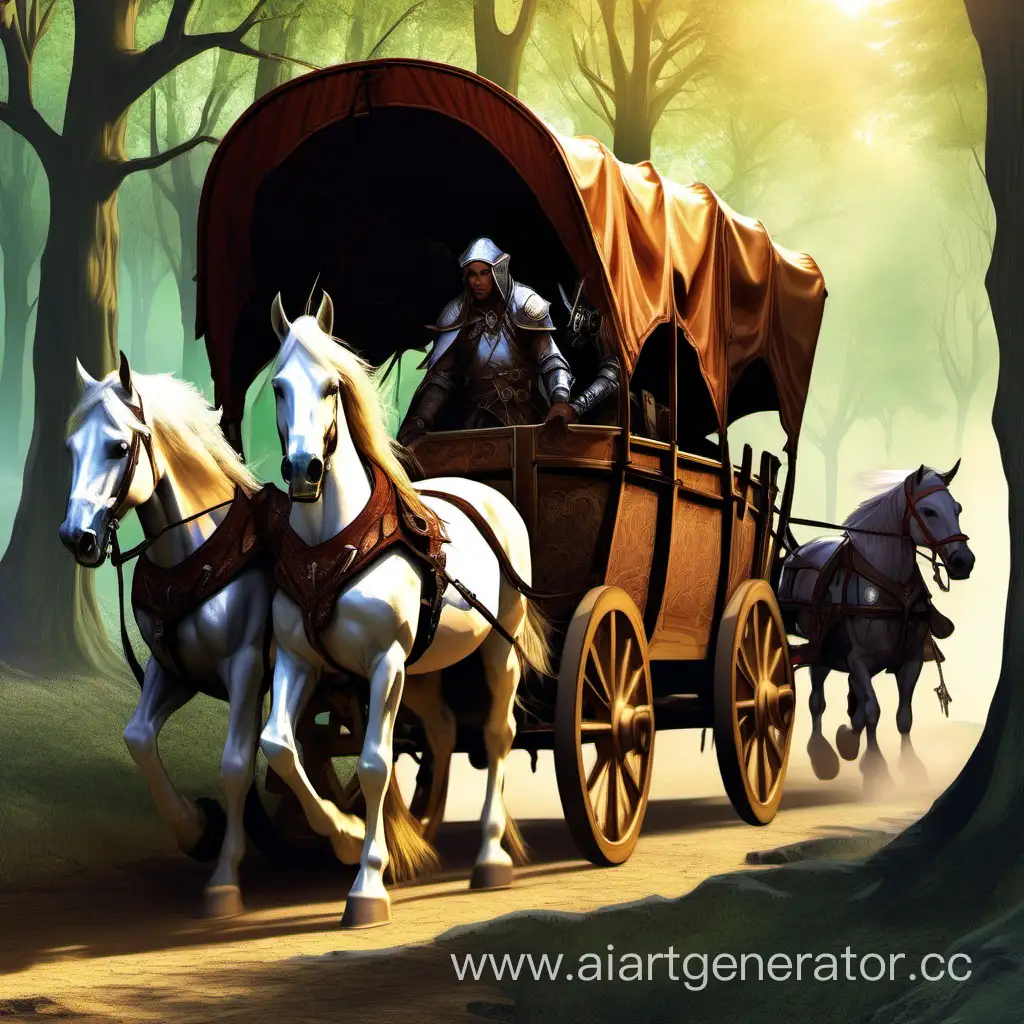 Караван состоящий из коней в Фэнтези мире ДнД
Внутри повозки сидят авантюристы