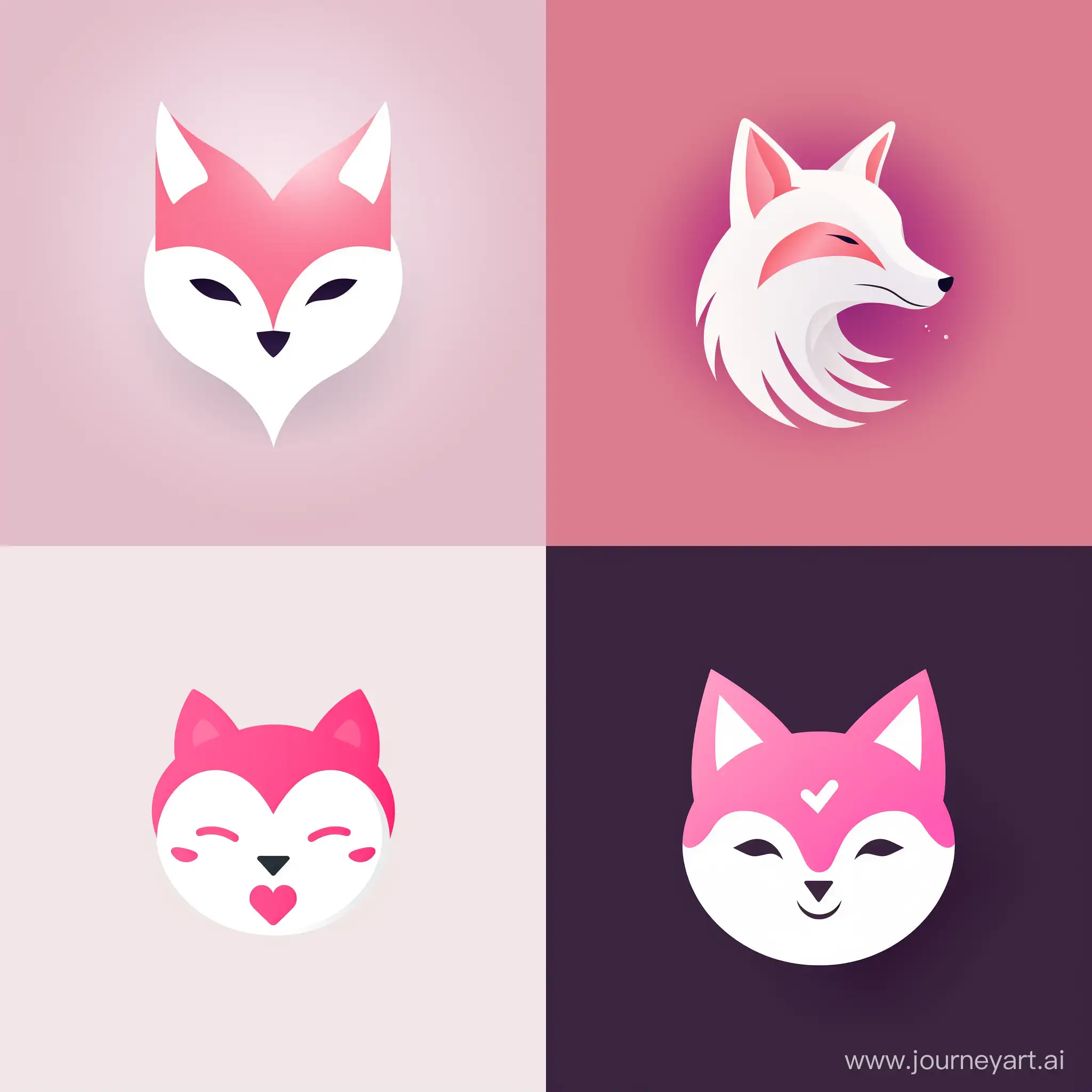 Whimsical-Pink-Fox-Logo-with-Playful-Smile-and-Simple-Shapes