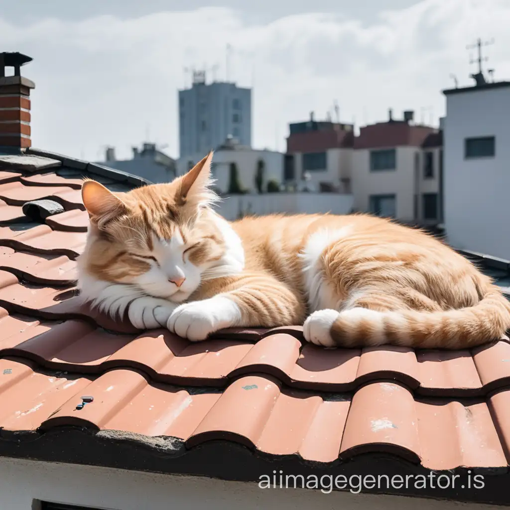 Relaxed-Cat-Napping-on-Rooftop