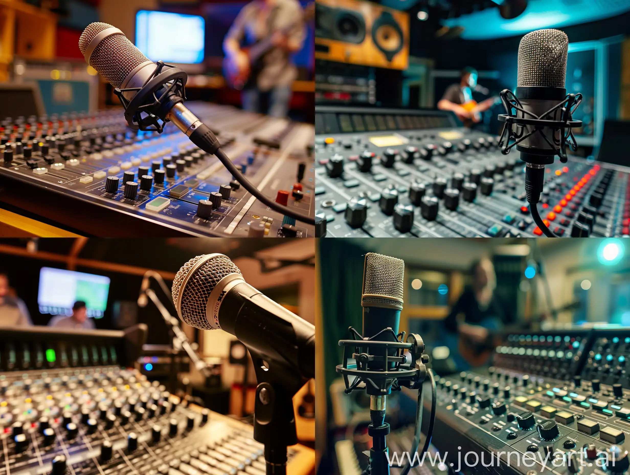 Professional-Recording-Studio-Control-Desk-with-Dynamic-Musician-in-Background