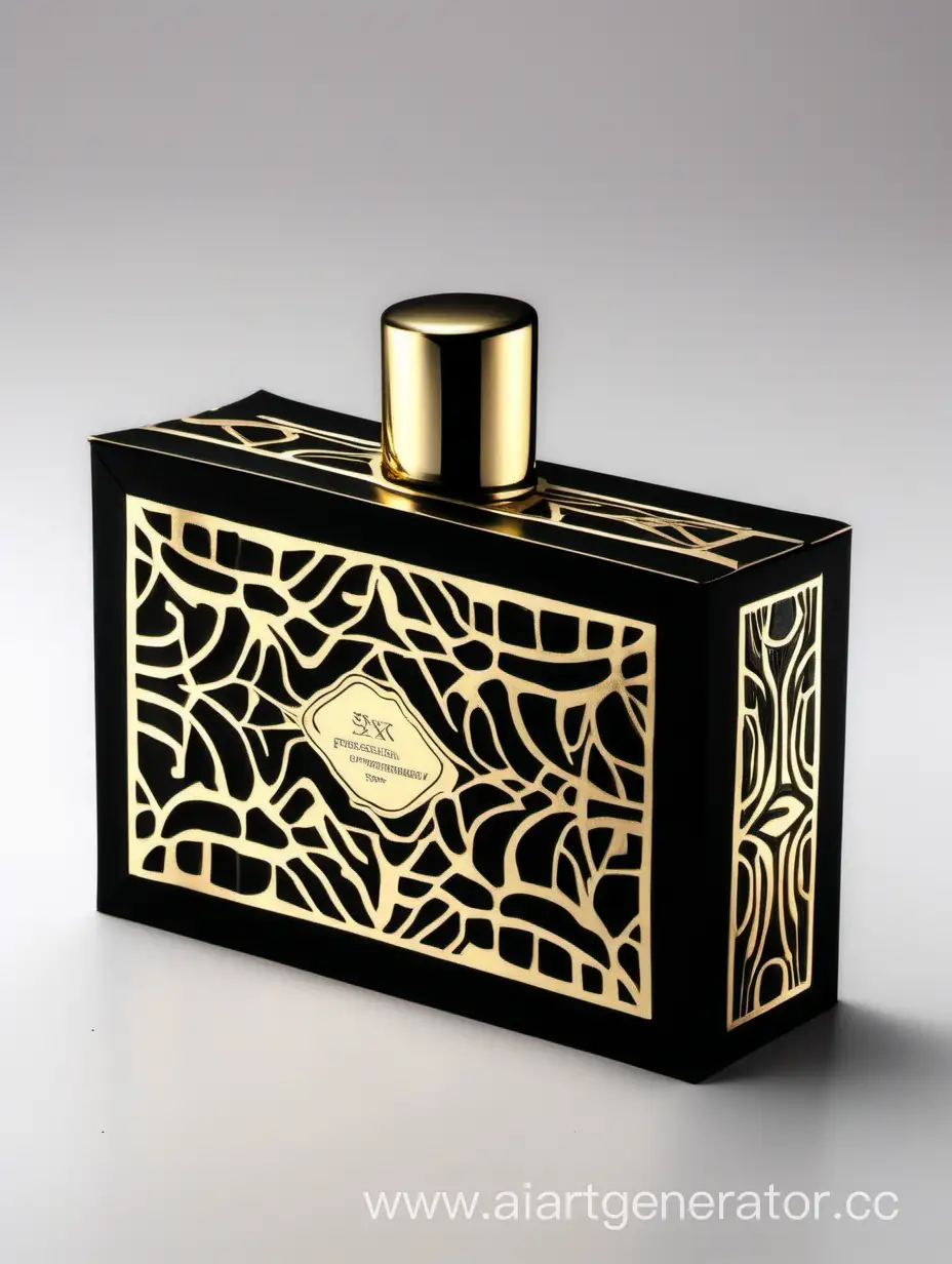 luxury perfume rectangle box with black and gold color